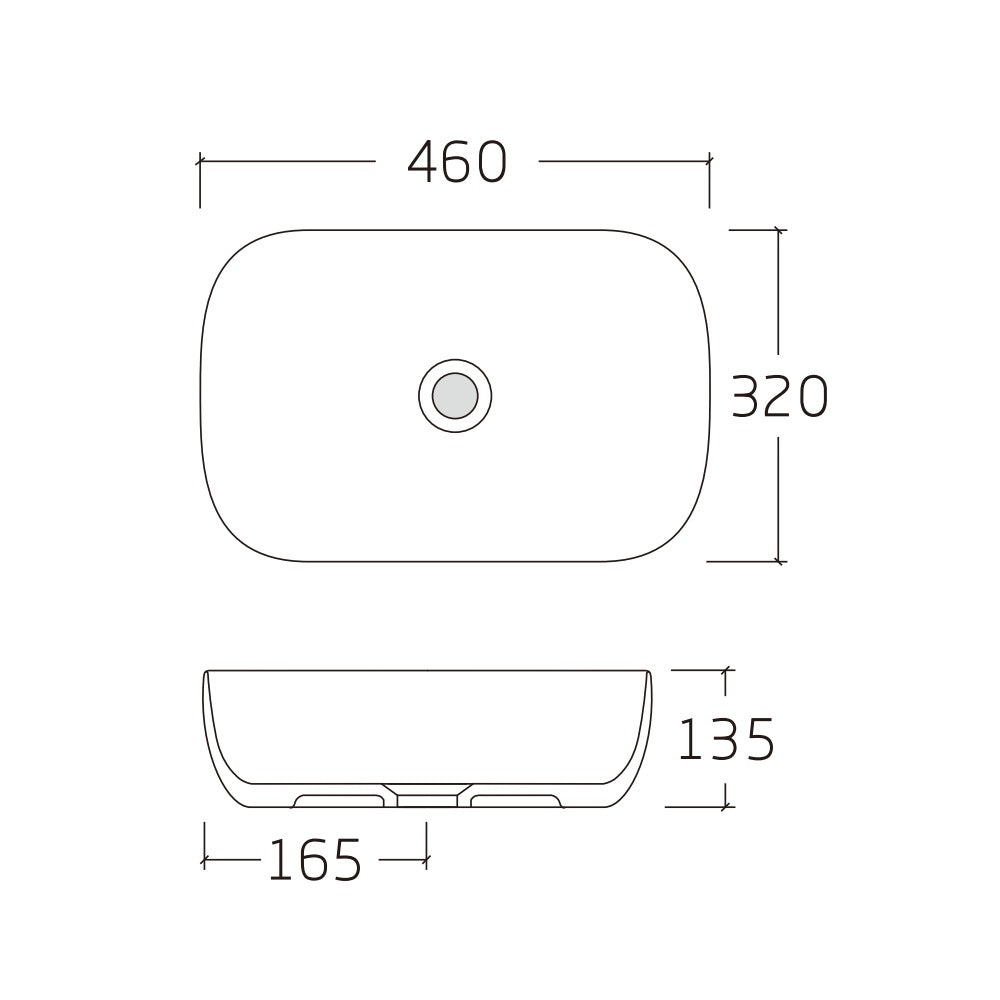 Above Counter Basin - Matte Marble (Rectangular) - White