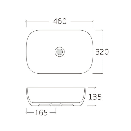 Above Counter Basin - Matte Marble (Rectangular) - White