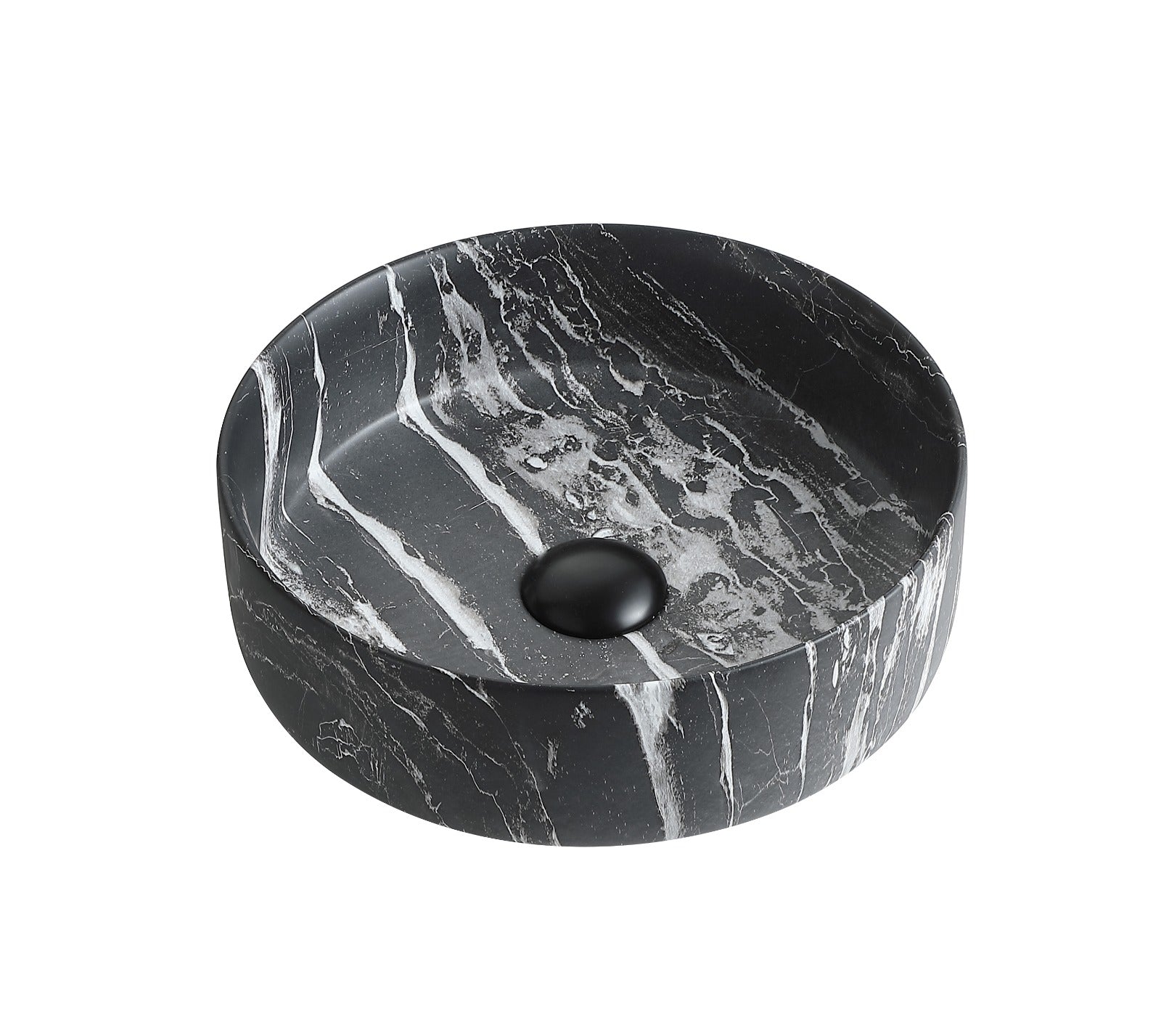 Above Counter Basin - Matte Marble (Round) - Black and White