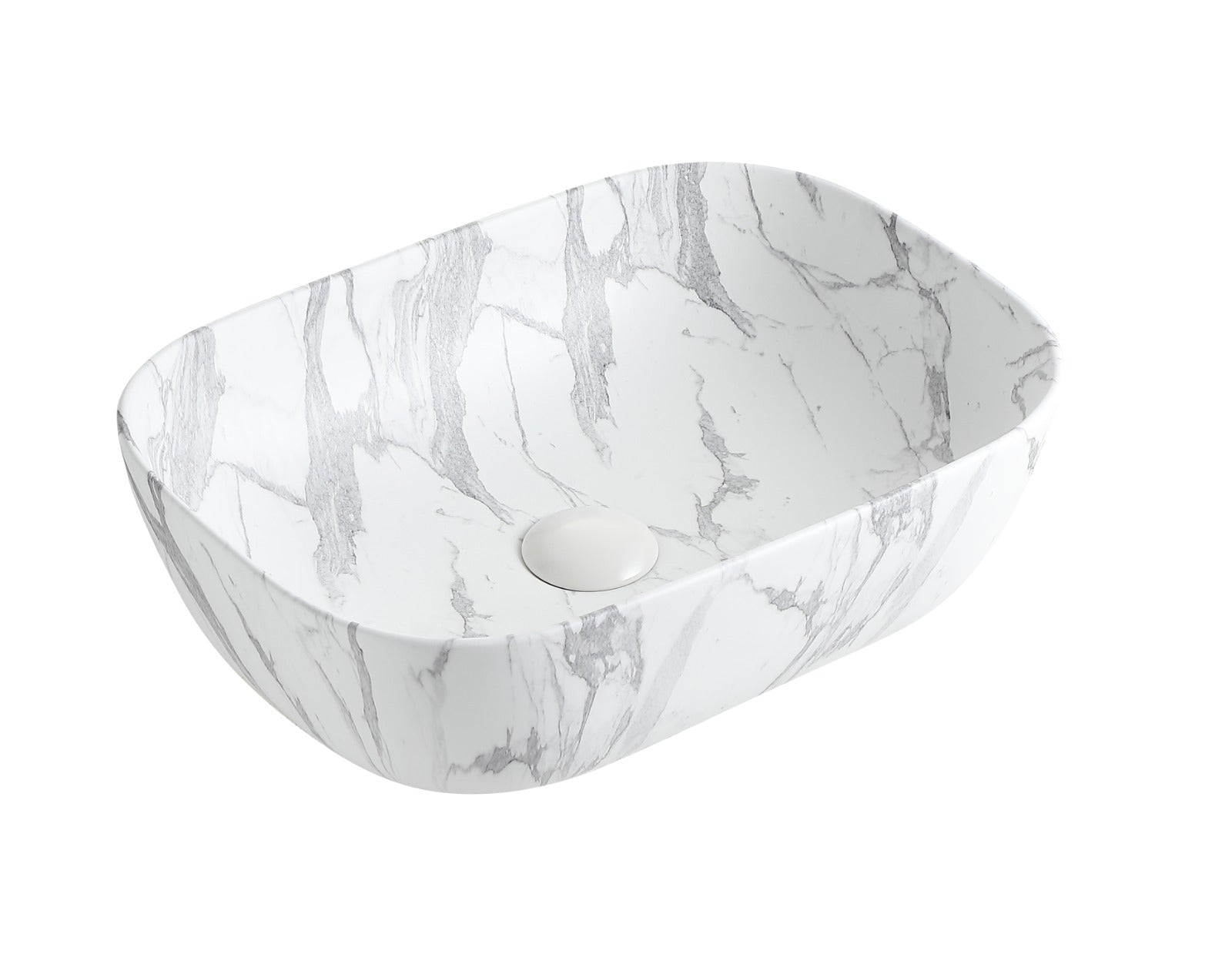 Above Counter Basin - Matte Marble (Rectangular) - White