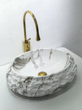 Above Counter Basin - Matte Marble (Oval) - White