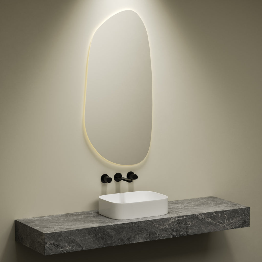 Smart Mirror - Backlit (Stone Shaped) (with Blutetooth)
