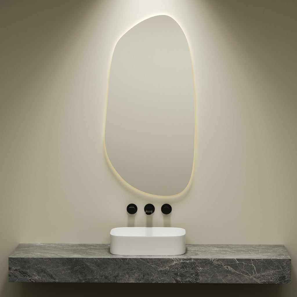 Smart Mirror - Backlit (Stone Shaped) (with Blutetooth)