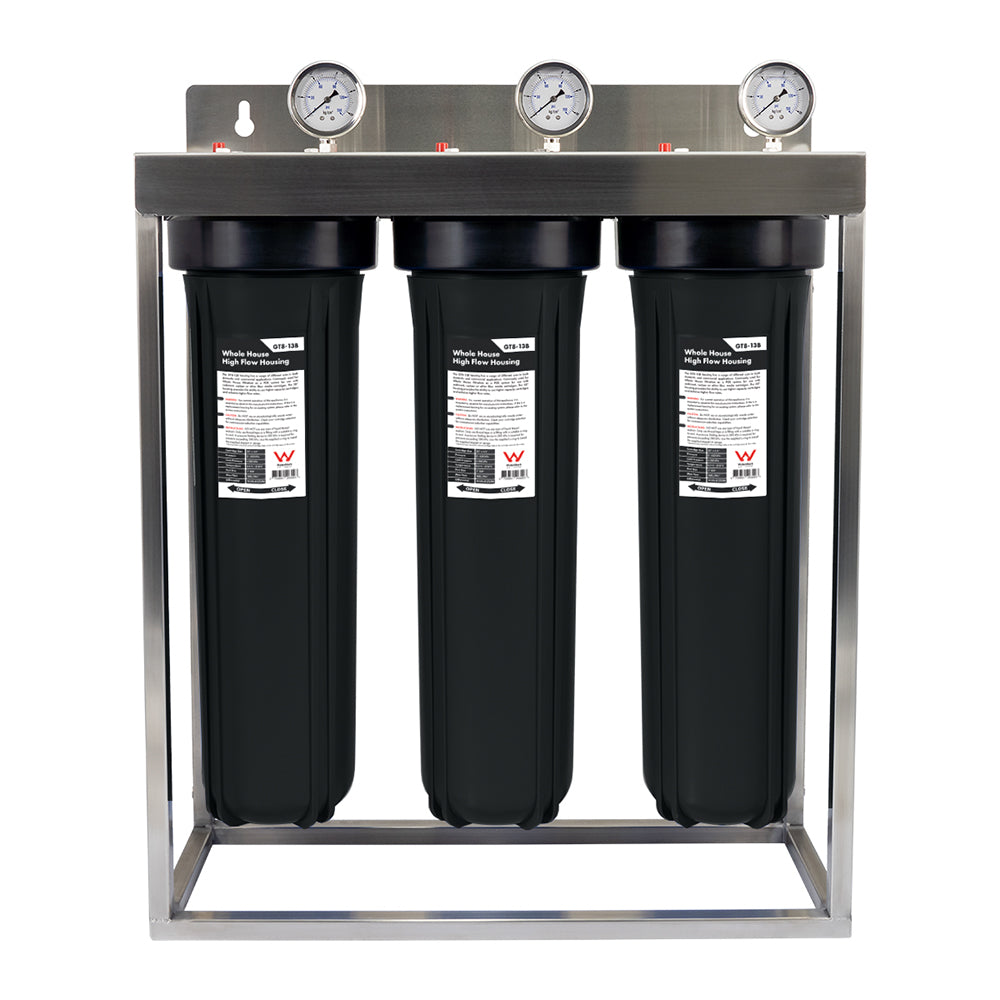 High Performance | Triple Whole House Water Filter System with Stainless Steel Enclosure